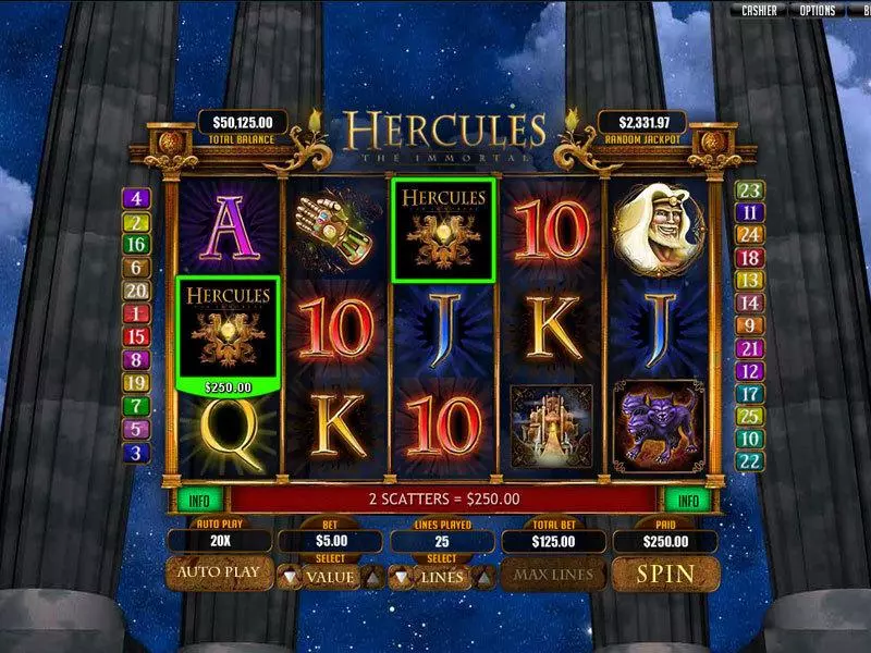 Hercules the Immortal slots Main Screen Reels