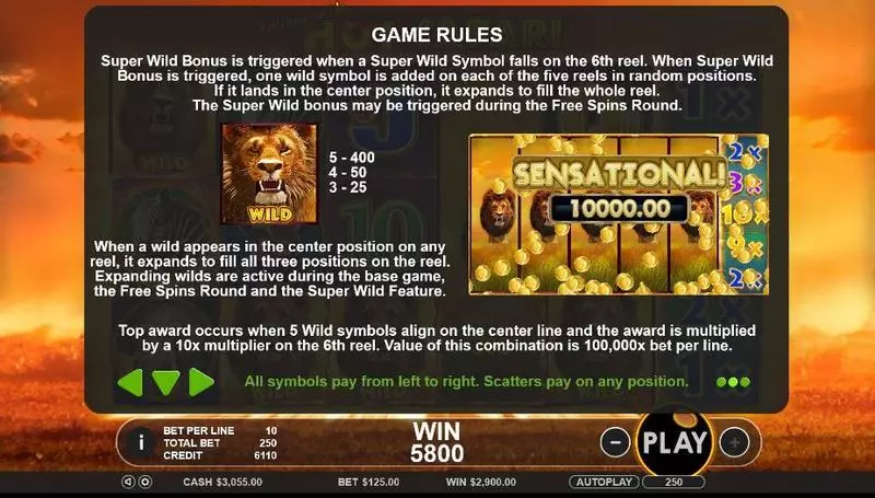 Hot Safari slots Info and Rules