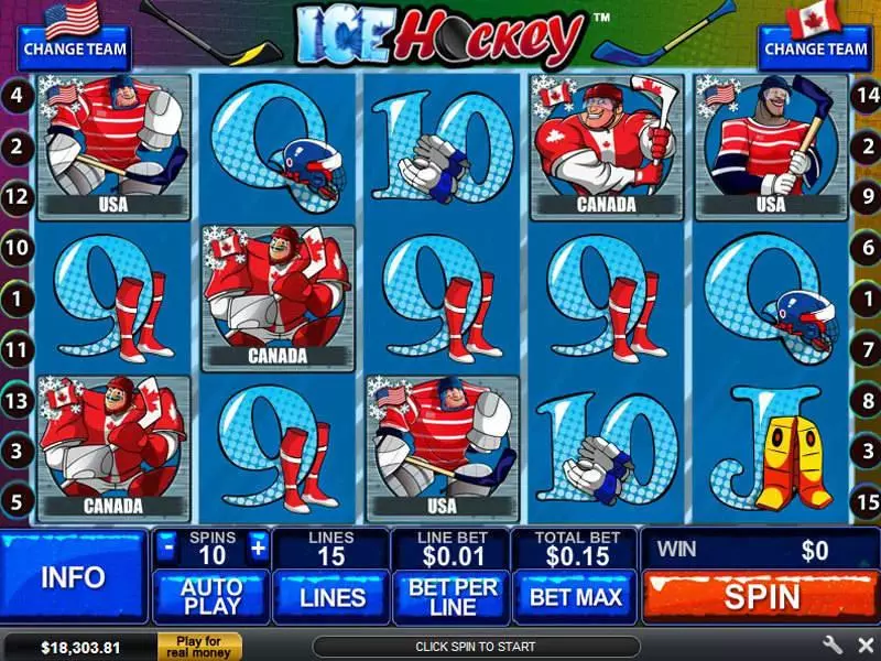 Ice Hockey slots Main Screen Reels
