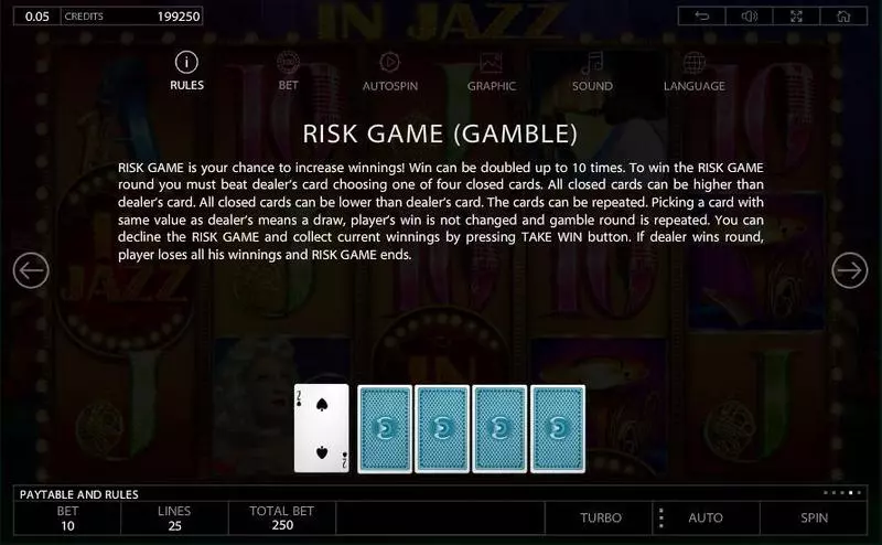 In Jazz slots Info and Rules