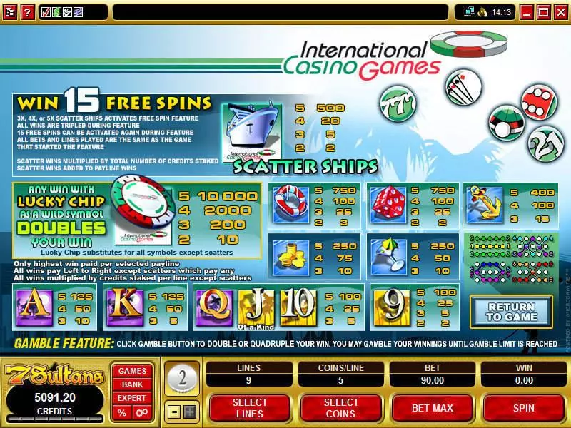 International Casino Games slots Info and Rules