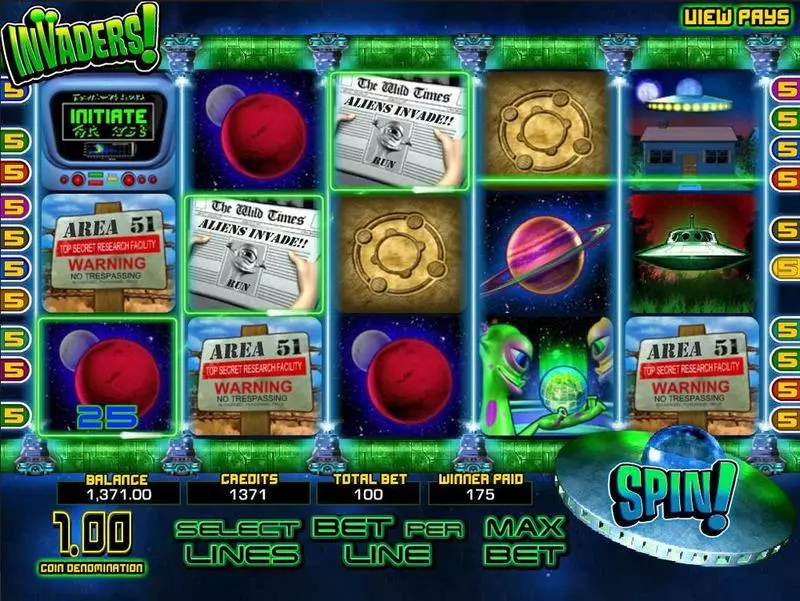 Invaders slots Introduction Screen
