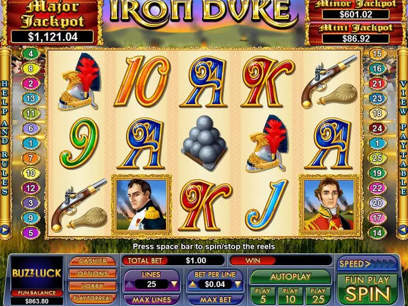 Iron Duke slots Main Screen Reels