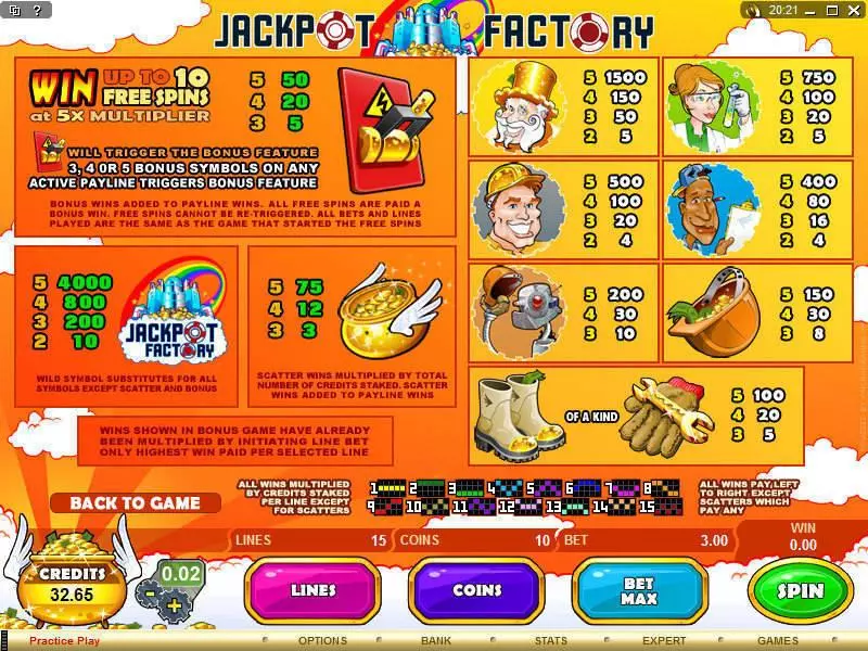 Jackpot Factory slots Info and Rules