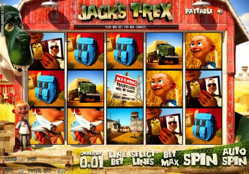 Jack's T-Rex slots Main Screen Reels
