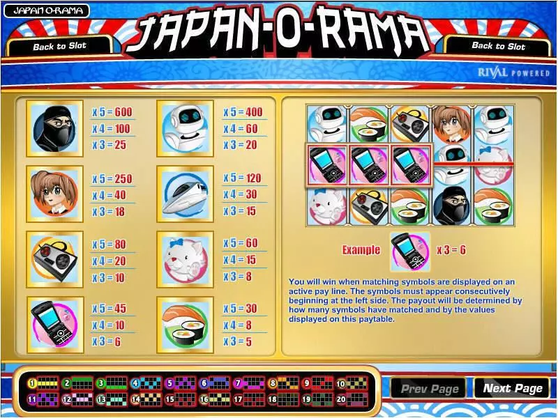Japan-O-Rama slots Info and Rules