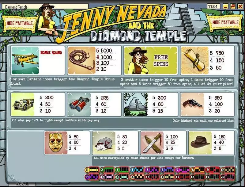 Jenny Nevada And The Diamond Temple slots Info and Rules