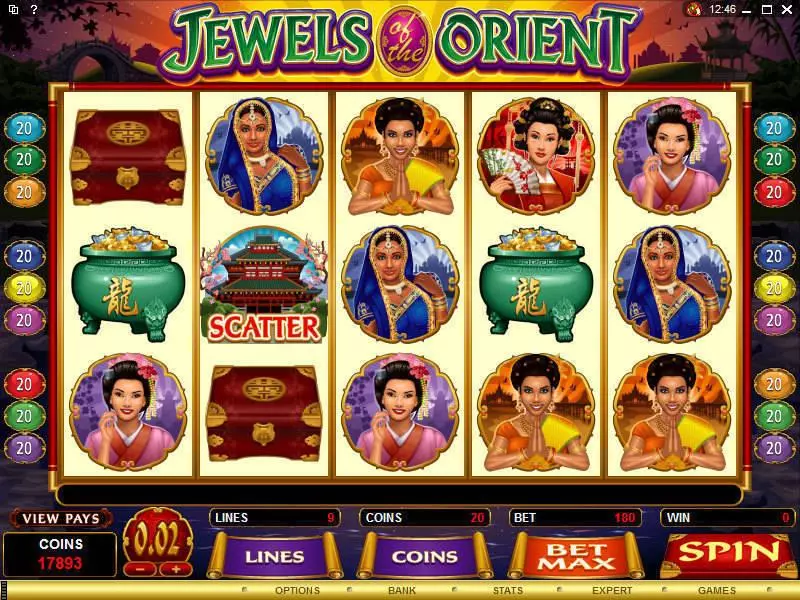 Jewels of the Orient slots Main Screen Reels