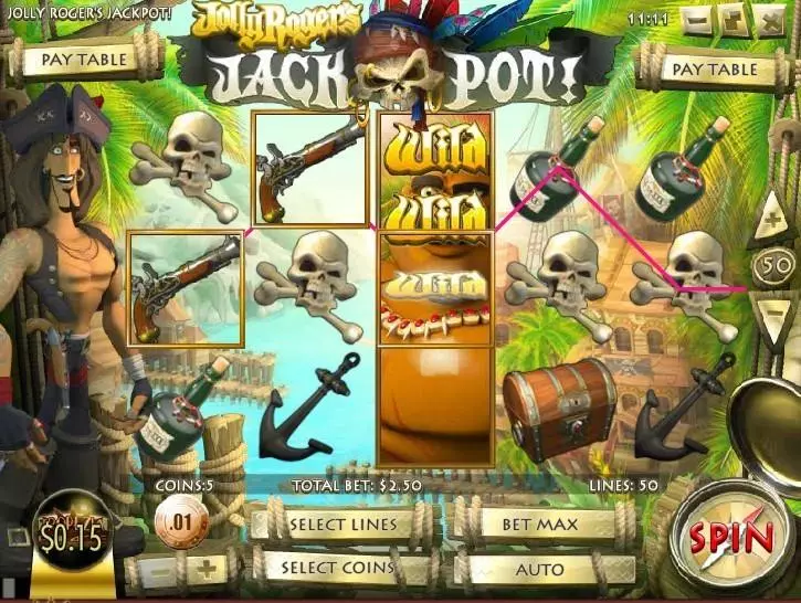 Jolly Roger Jackpot slots Main Screen Reels