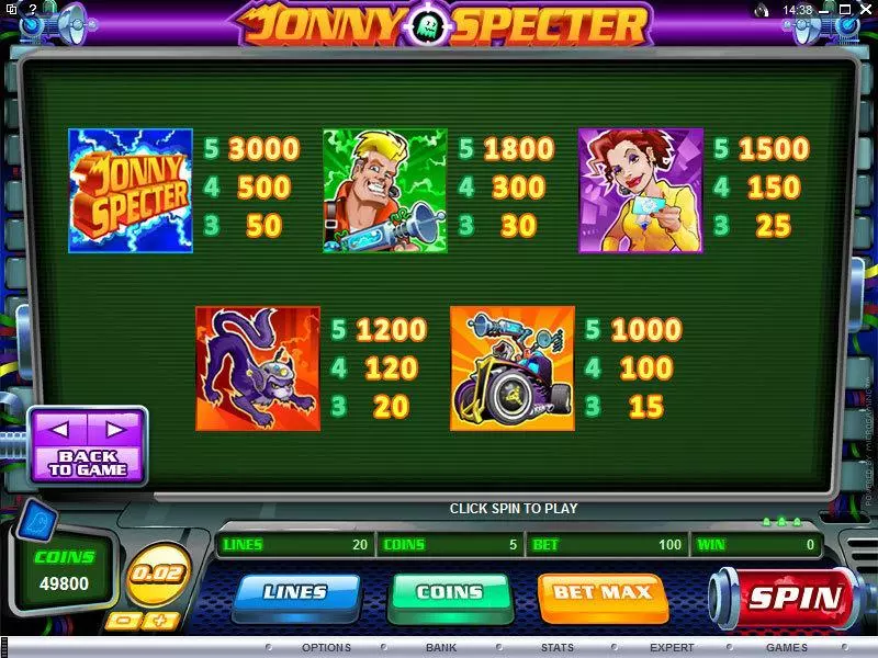 Jonny Specter slots Info and Rules