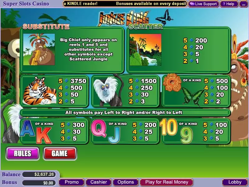 Jungle King slots Info and Rules