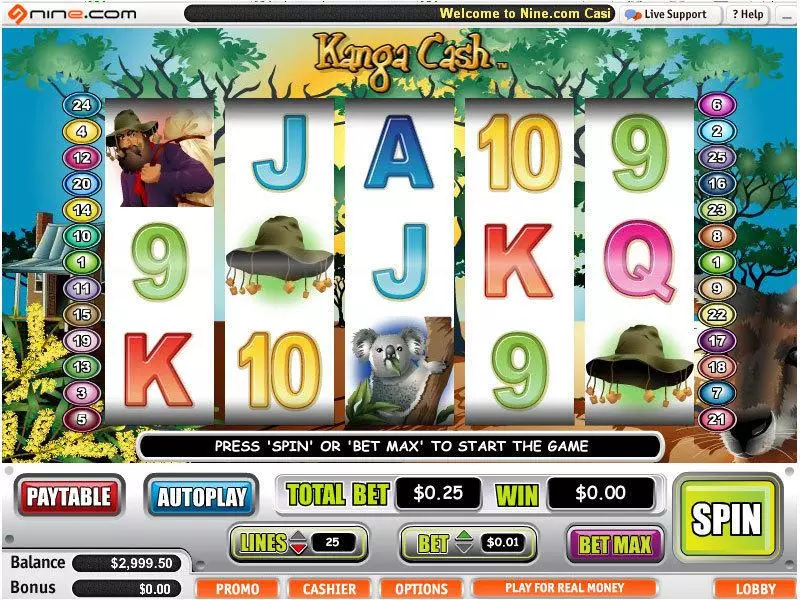 Kanga Cash slots Main Screen Reels