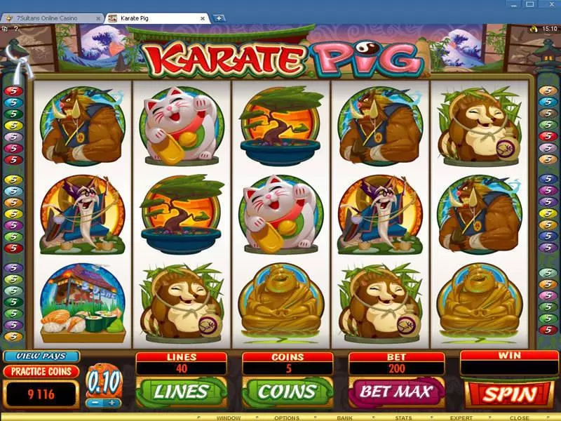Karate Pig slots Main Screen Reels