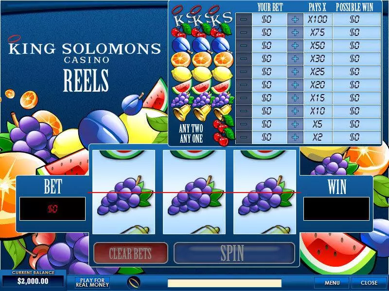 King Solomons Reels slots Main Screen Reels