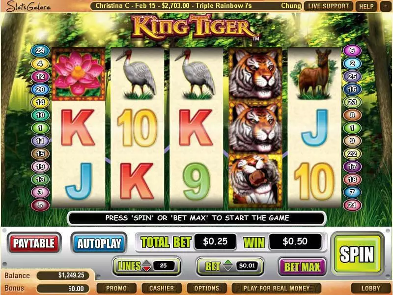 King Tiger slots Main Screen Reels