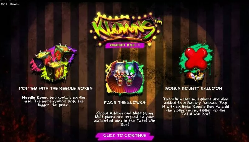 Klowns slots Info and Rules