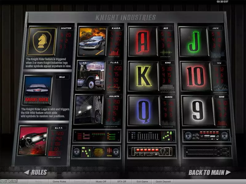 Knight Rider slots Info and Rules