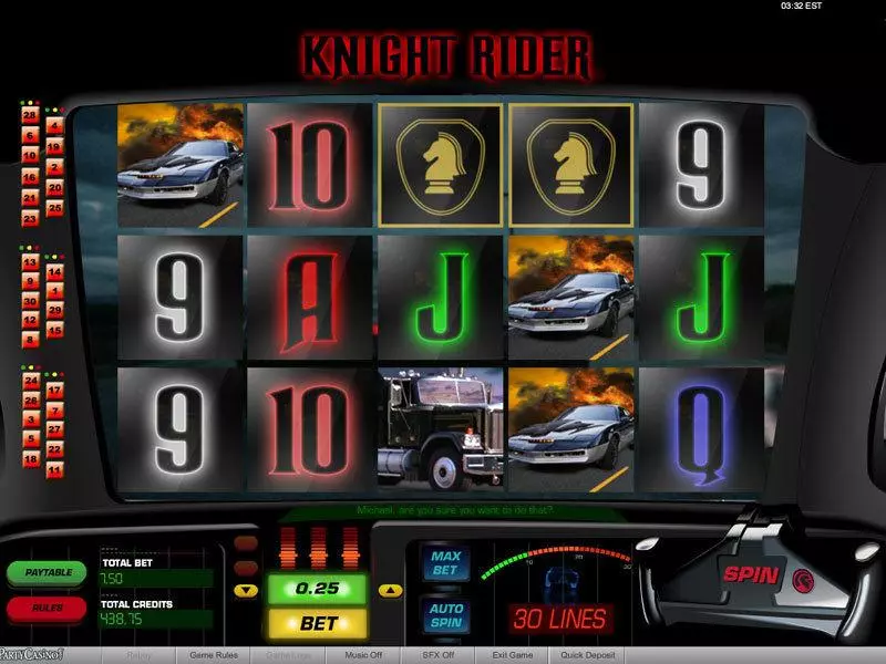 Knight Rider slots Main Screen Reels
