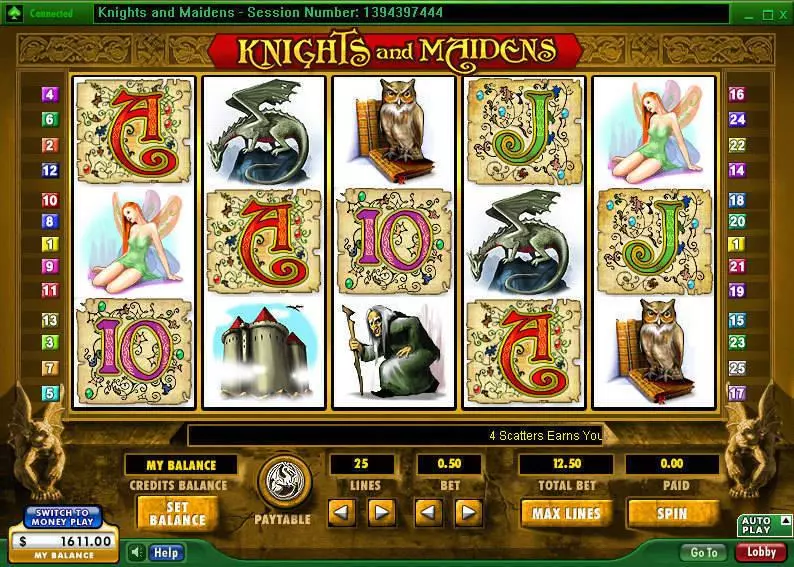 Knights and Maidens slots Main Screen Reels