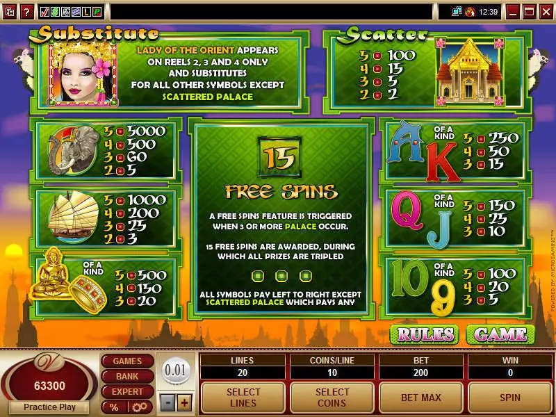 Lady of the Orient slots Info and Rules
