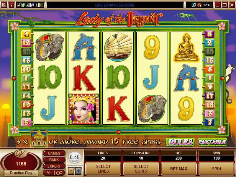 Lady of the Orient slots Main Screen Reels
