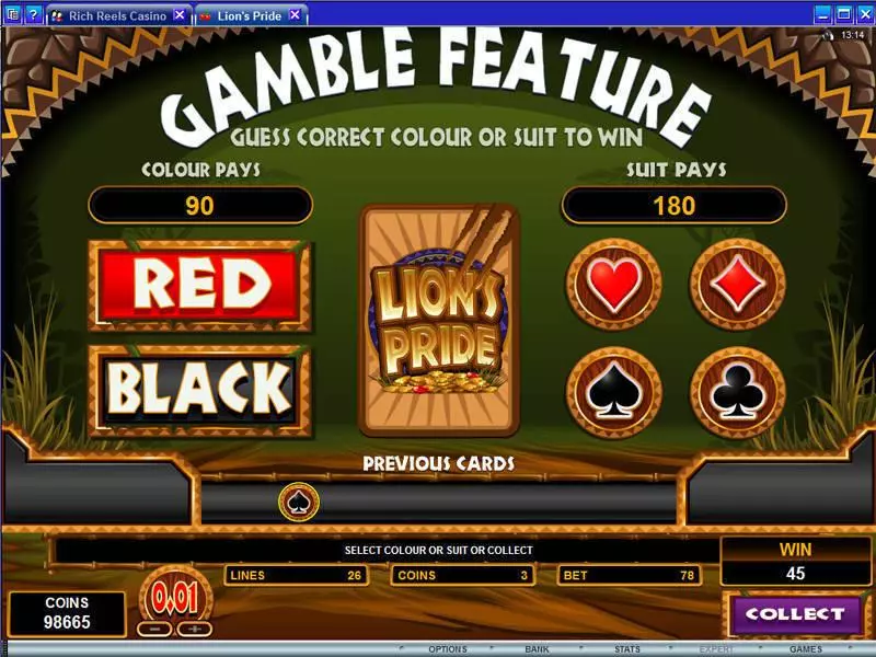 Lion's Pride slots Gamble Screen