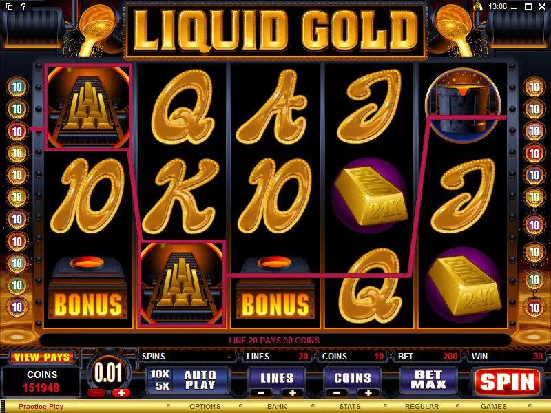 Liquid Gold slots Main Screen Reels