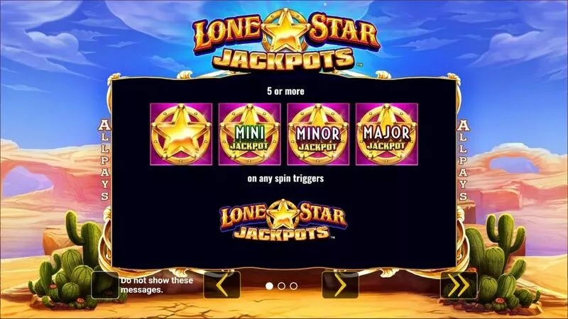Lone Star Jackpots slots Introduction Screen