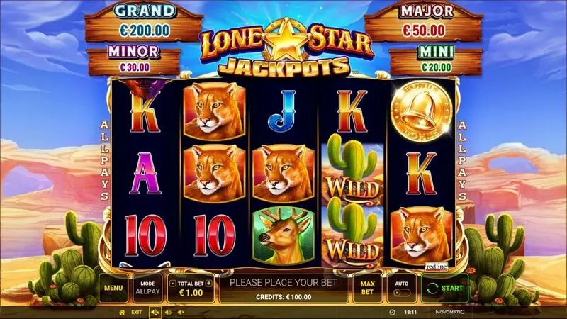 Lone Star Jackpots slots Main Screen Reels