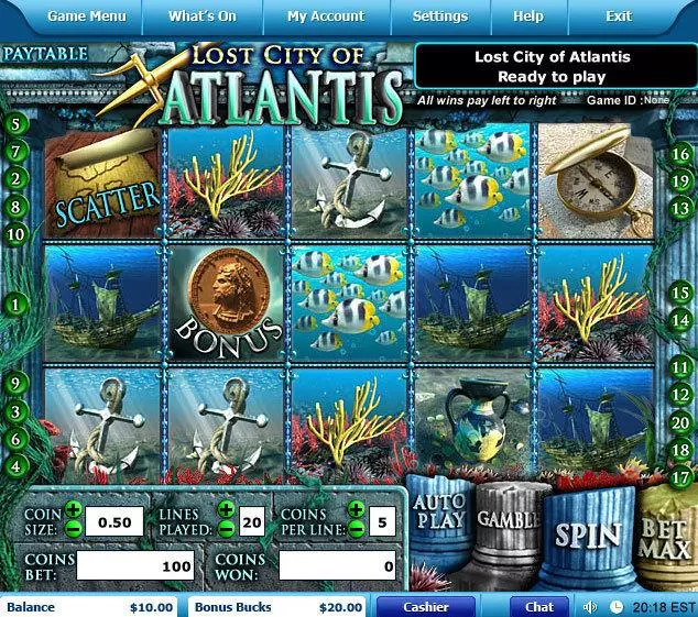 Lost City of Atlantis slots Main Screen Reels