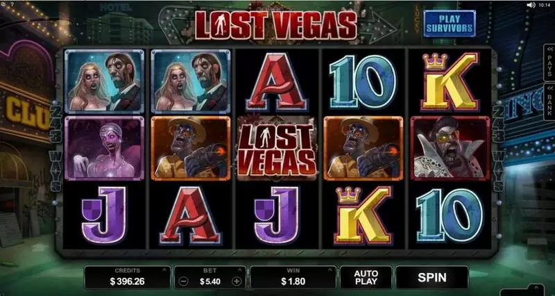 Lost Vegas slots Main Screen Reels