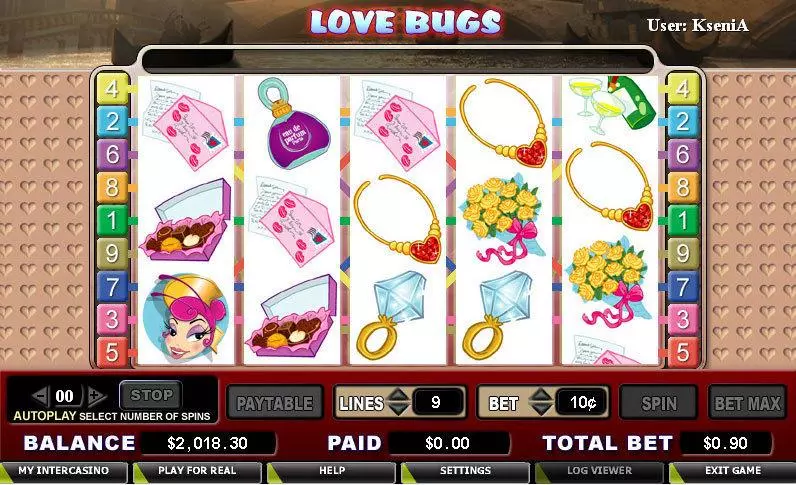 Love Bugs slots Main Screen Reels