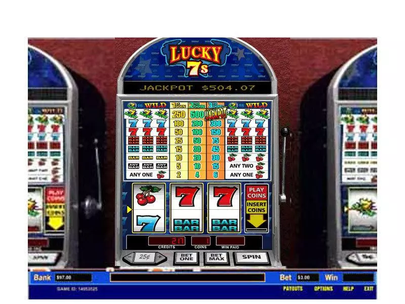 Lucky 7's 1 Line slots Main Screen Reels