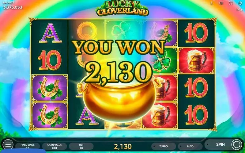 Lucky Cloverland slots Winning Screenshot