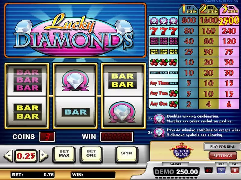 Lucky Diamonds slots Main Screen Reels
