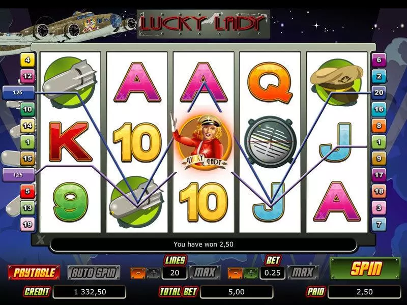 Lucky Lady slots Main Screen Reels