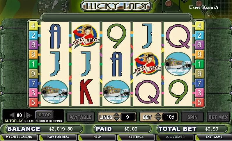 Lucky Lady slots Main Screen Reels