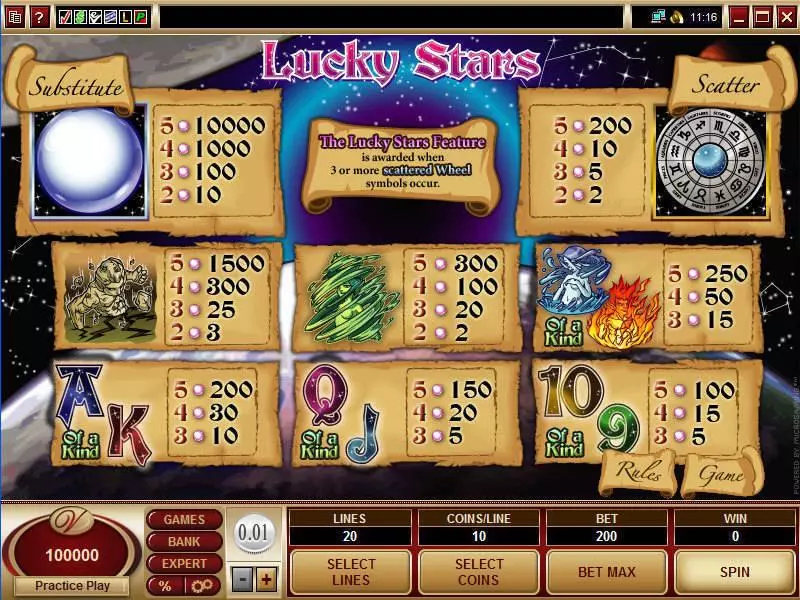 Lucky Stars slots Info and Rules