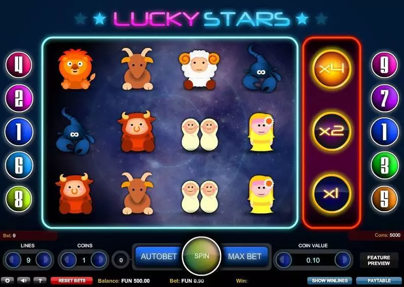 Lucky Stars slots Main Screen Reels