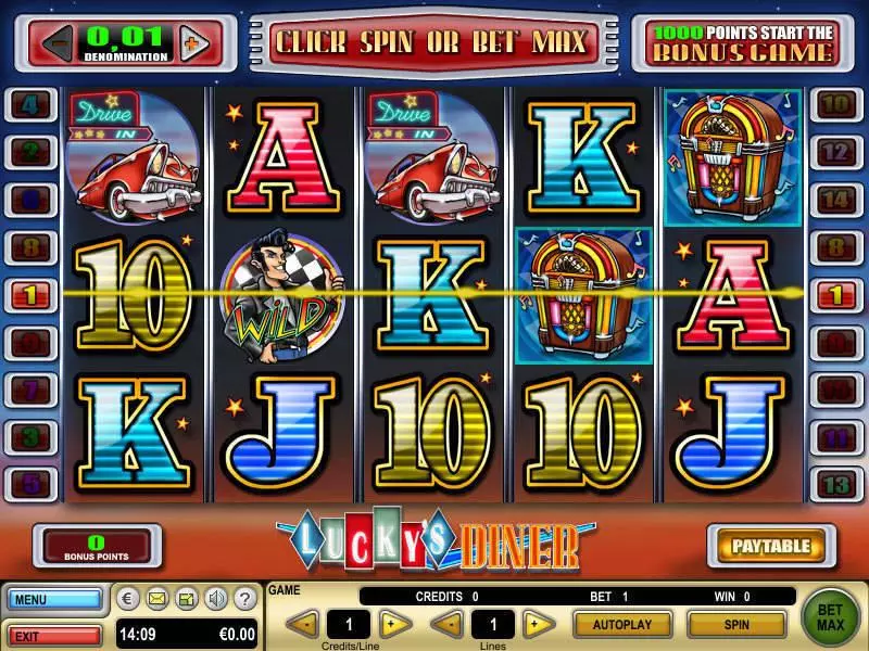 Lucky's Diner slots Main Screen Reels
