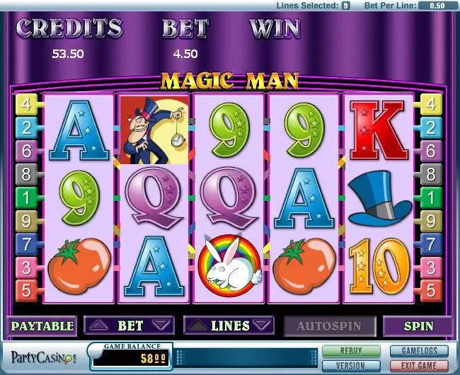 Magic Man slots Main Screen Reels