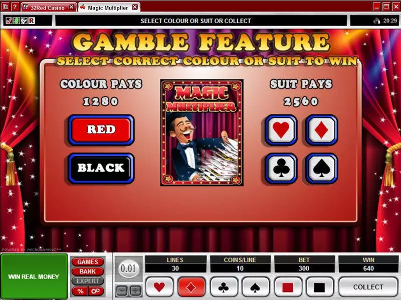 Magic Multiplier slots Gamble Screen