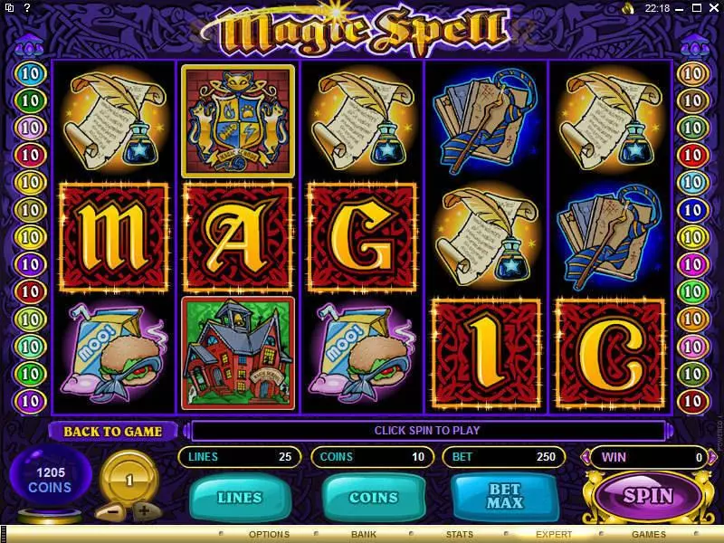 Magic Spell slots Main Screen Reels