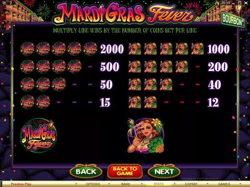 Mardi Gras Fever slots Info and Rules
