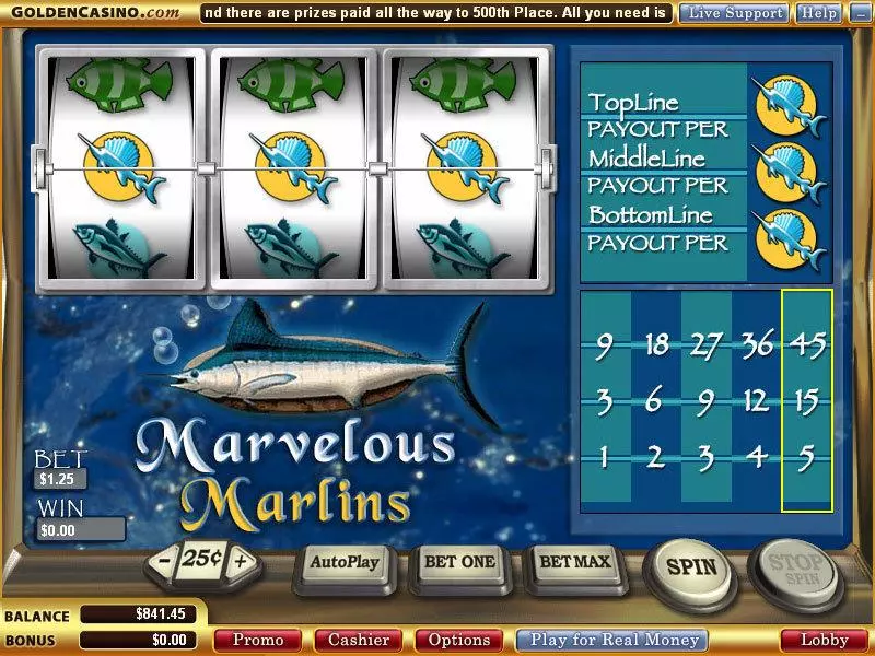 Marvelous Marlins slots Main Screen Reels
