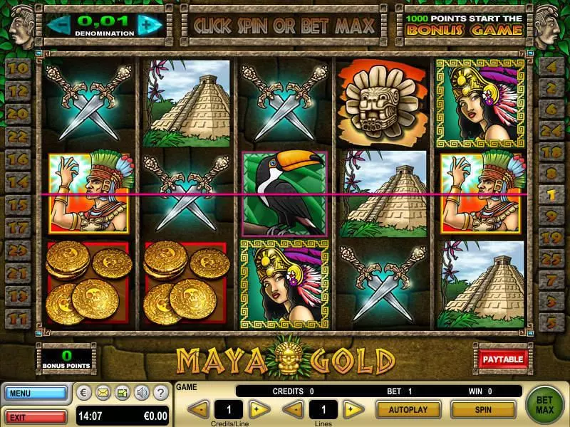 Maya Gold slots Main Screen Reels