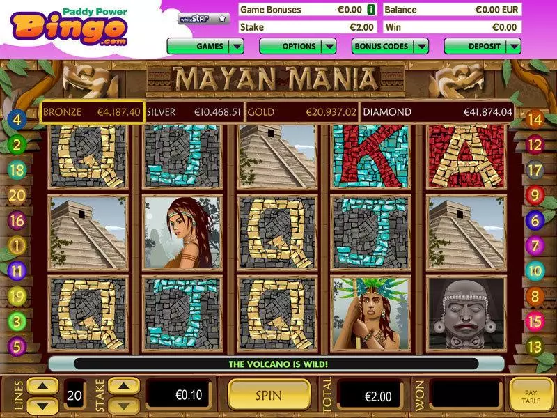 Mayan Mania slots Main Screen Reels