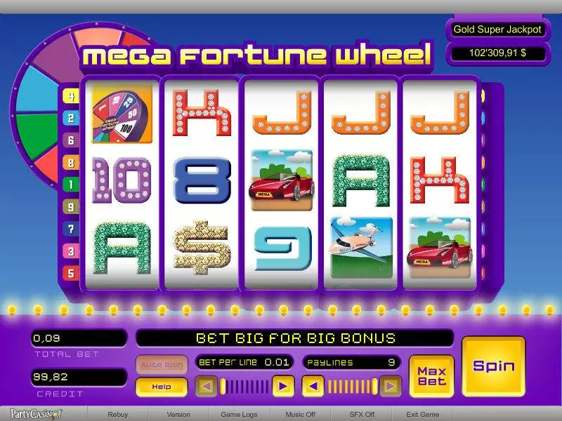 Mega Fortune Wheel slots Main Screen Reels