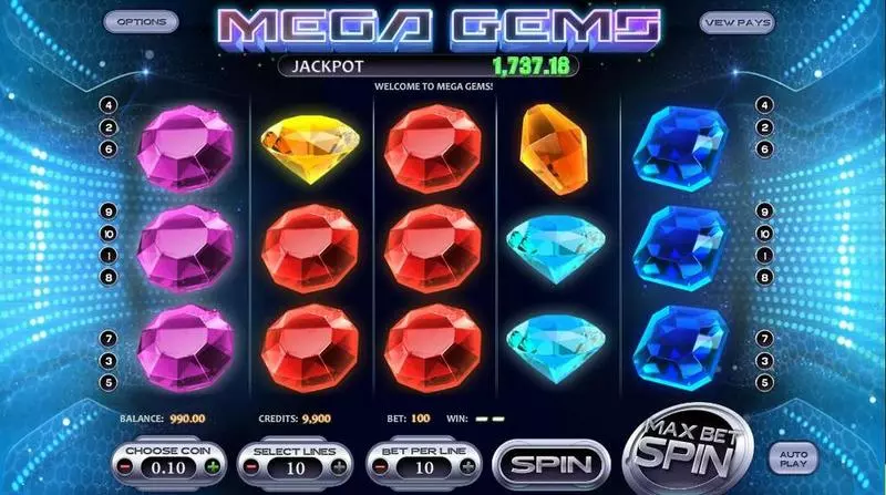 Mega Gems slots Introduction Screen