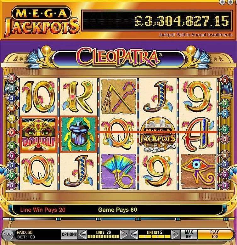 MegaJackpots Cleopatra slots Introduction Screen